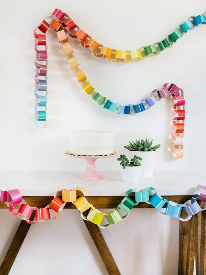 Make a Paint Chip Paper Chain Garland