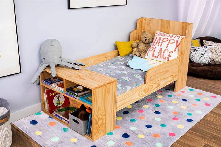Making a Toddler Bed with Built In Shelves