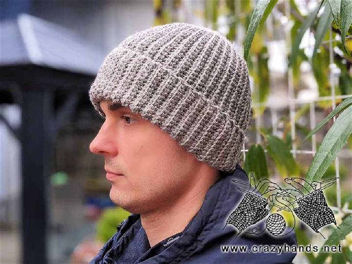Mens Crochet Ribbed Hat Free Pattern