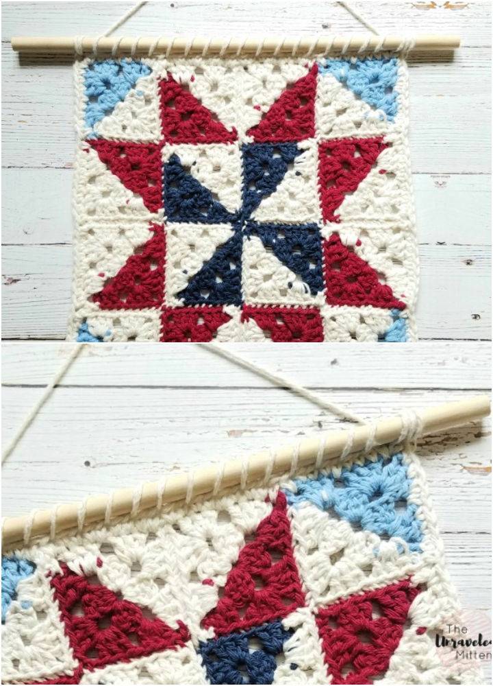 Quilt Square Inspired Crochet Wall Hanging