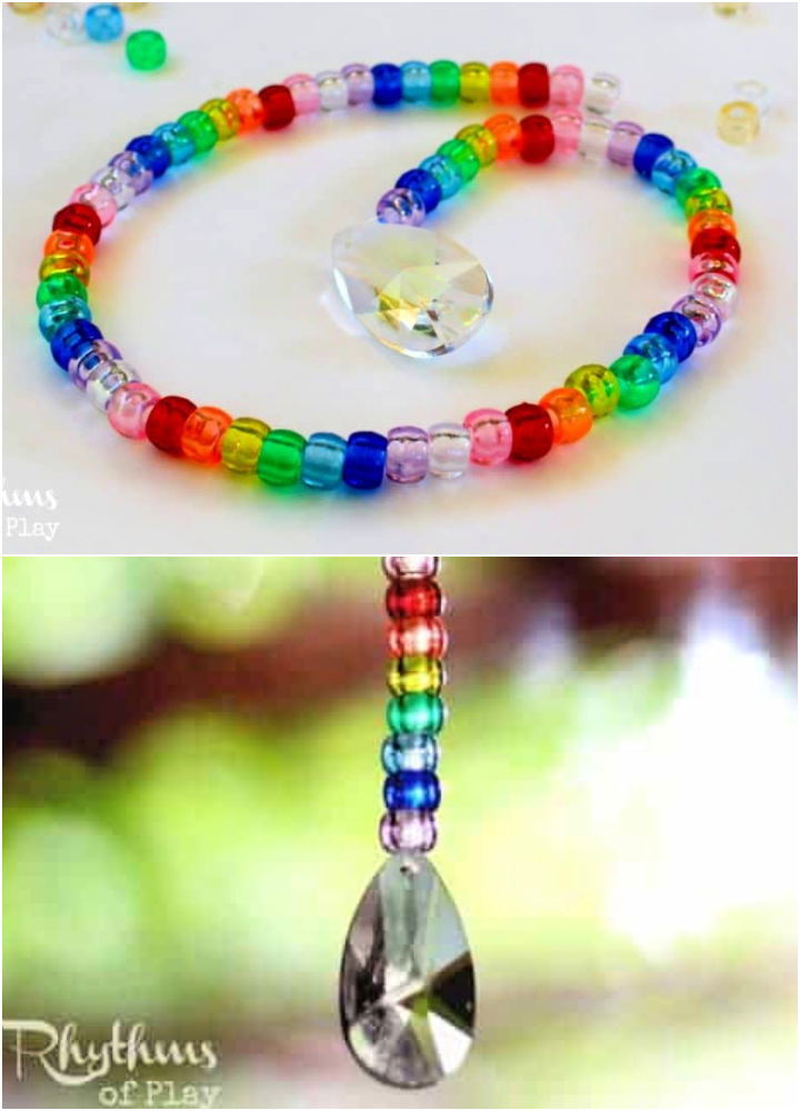 Rainbow Pony Bead Prism Suncatcher