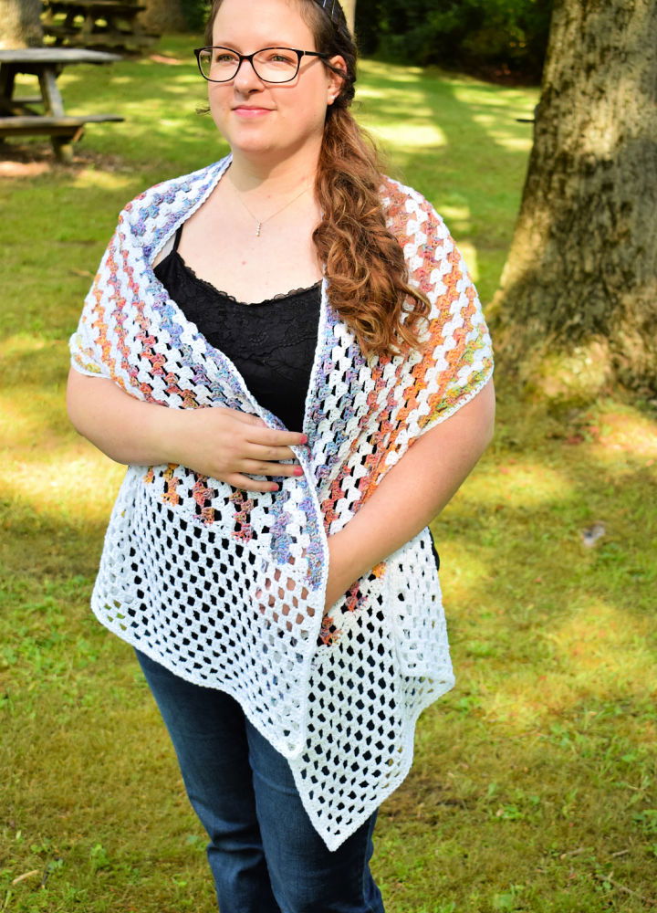 Rectangle Granny Stitch Crochet Shawl Pattern