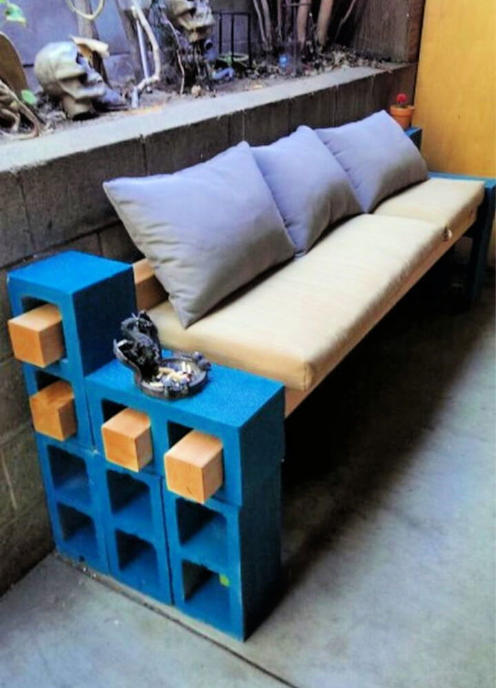 Simple Cinder Block Outdoor Bench