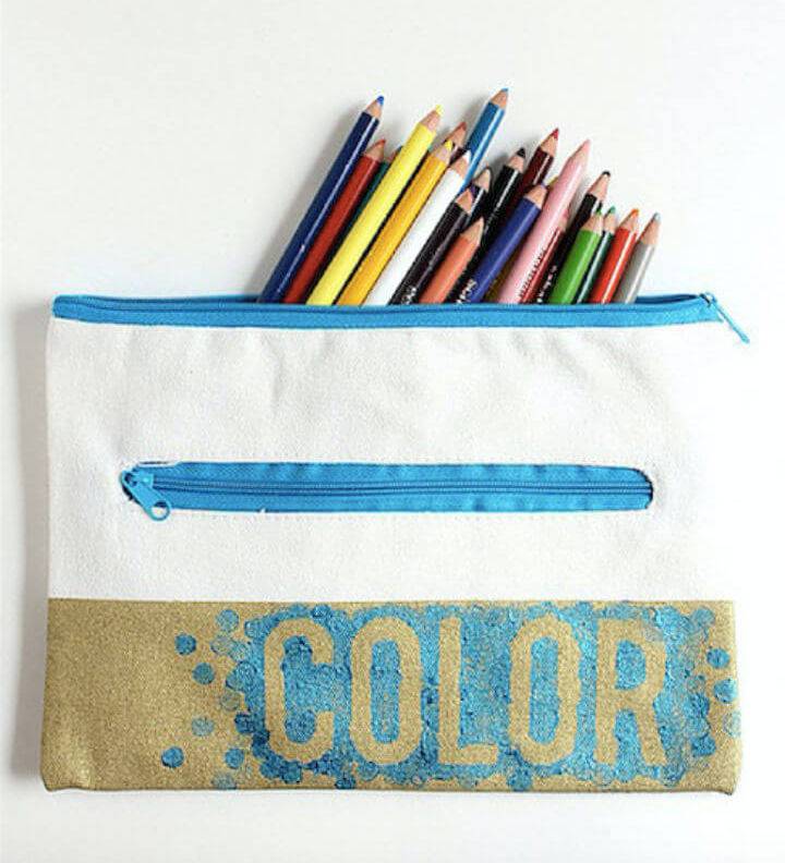 DIY Stenciled Pencil Pouch at Home