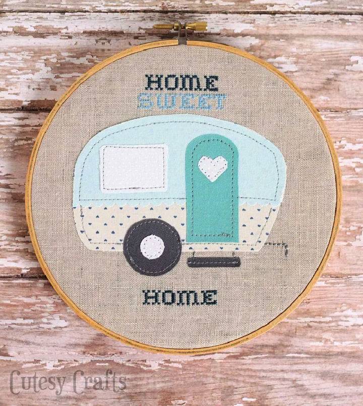Sweet Home Trailer Embroidery Hoop