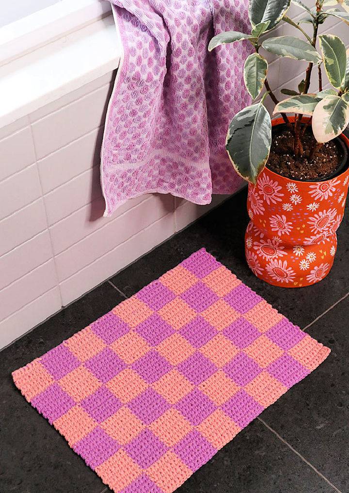 Tapestry Crochet Checkered Bath Mat Pattern