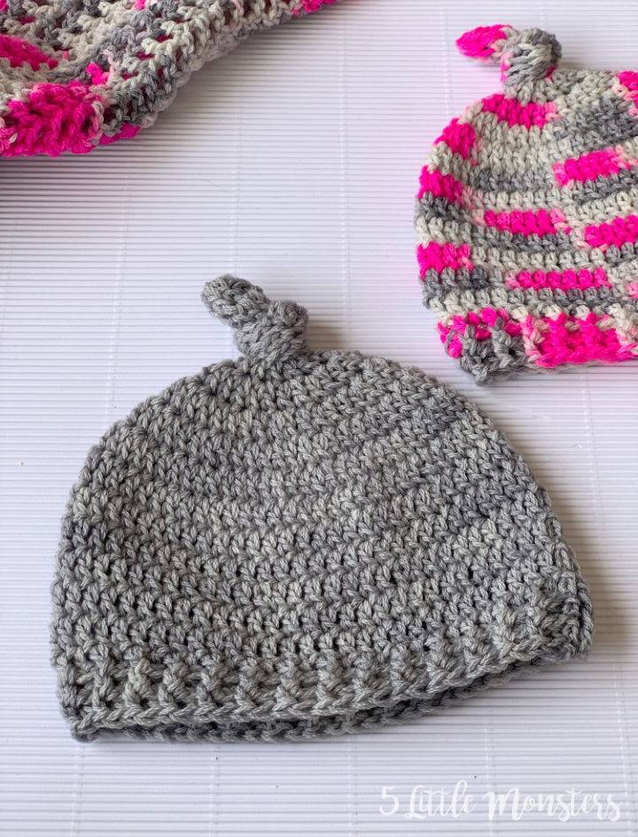 Top Knot Crochet Baby Hat Pattern