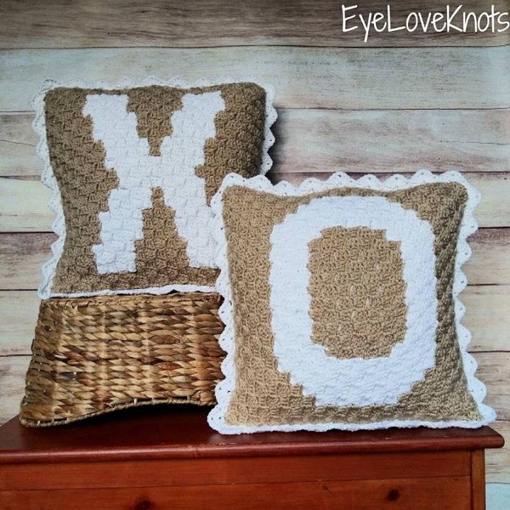 18″ C2C Alphabet Throw Pillow Crochet Pattern
