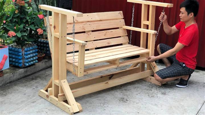 Beautiful Pallet Swing Bed With Back