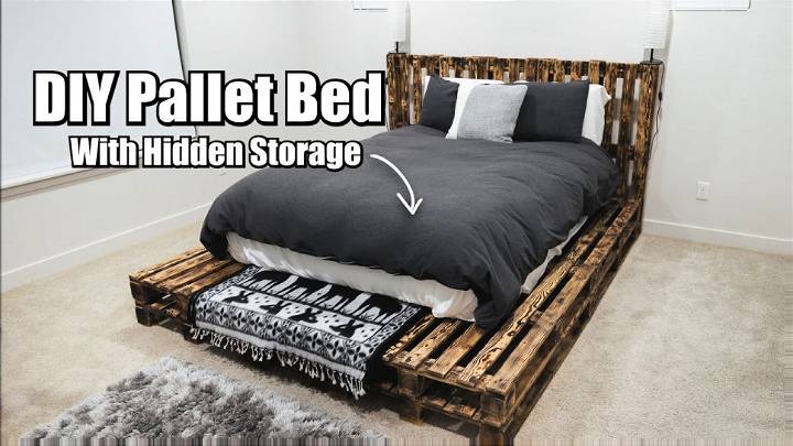 DIY Pallet Floor Bed With Hidden Storage