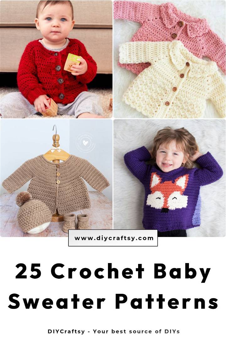 25 Free Crochet Baby Sweater Patterns (Easy Pattern PDF)