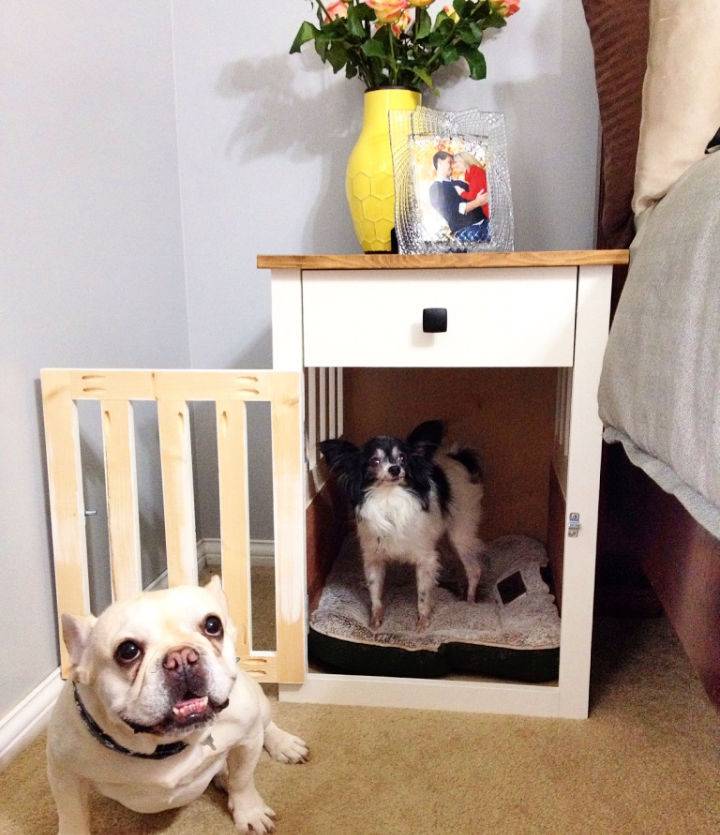 DIY Dog Bed Using Crate and Nightstands