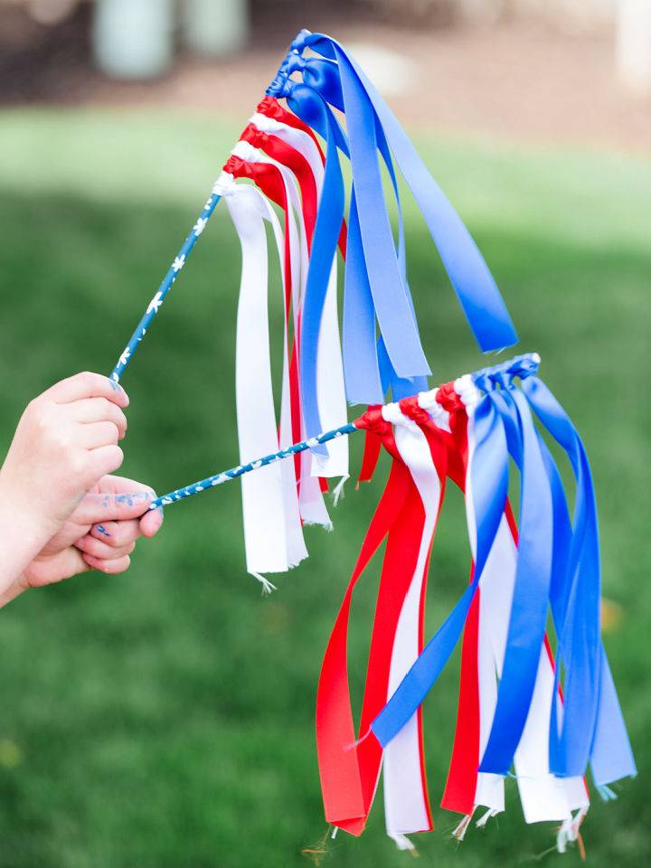 DIY 4th of July Ribbon Wand for Decorations