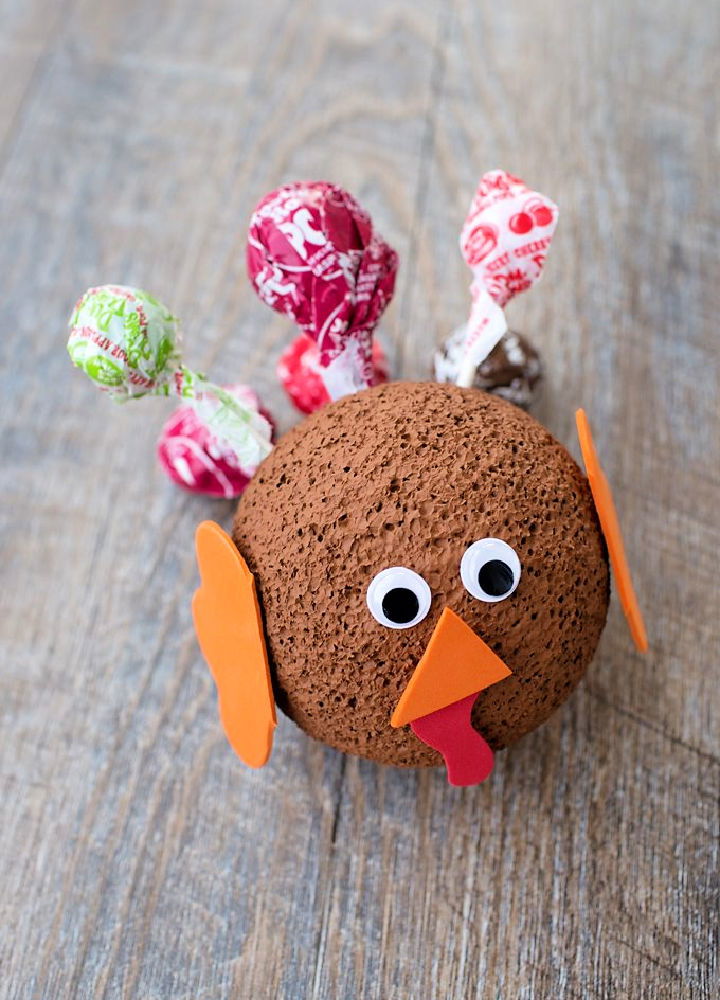 Adorable Styrofoam Ball Lollipop Turkey