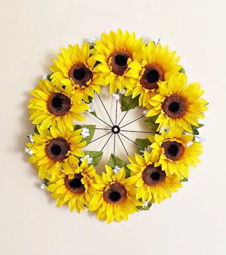 Bicycle Tire Sunflower Wreath for Front Door
