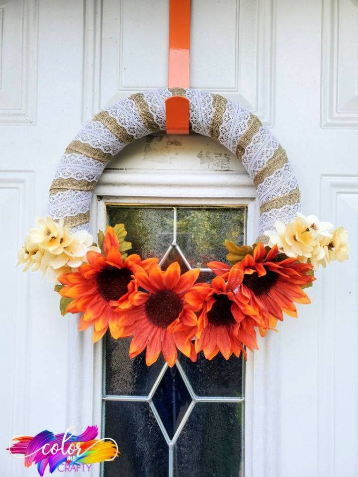 Burnt Orange Fall Sunflower Wreath Design