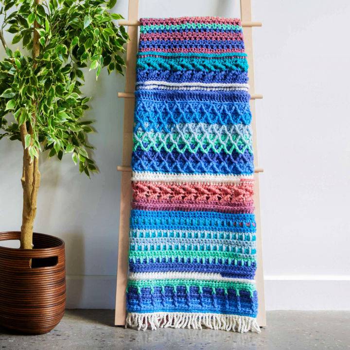 Caron Sampler Blues Crochet Afghan