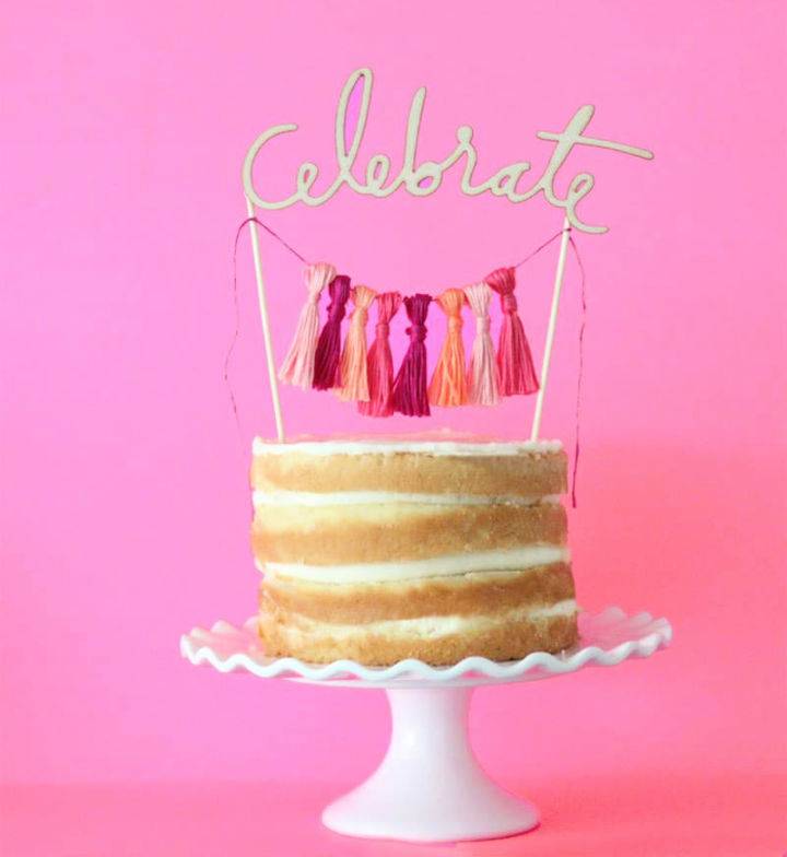 Celebrate Tassel Wedding Cake Topper Design