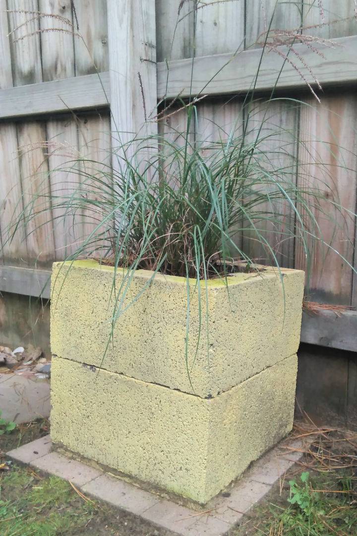 Cheap DIY Concrete Block Planter Idea