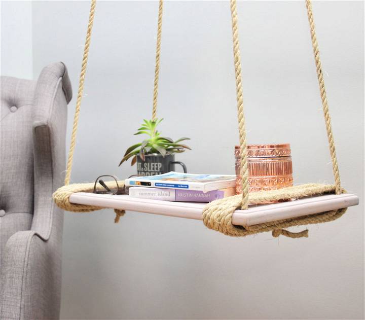 Cheap DIY Hanging Bedside Table Only $20