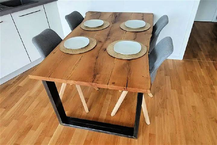 Cheap Dining Table From Old Wooden Planks