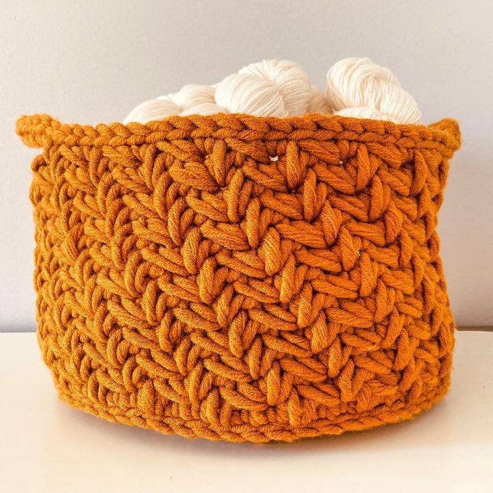Chunky Crochet Chevron Basket Pattern