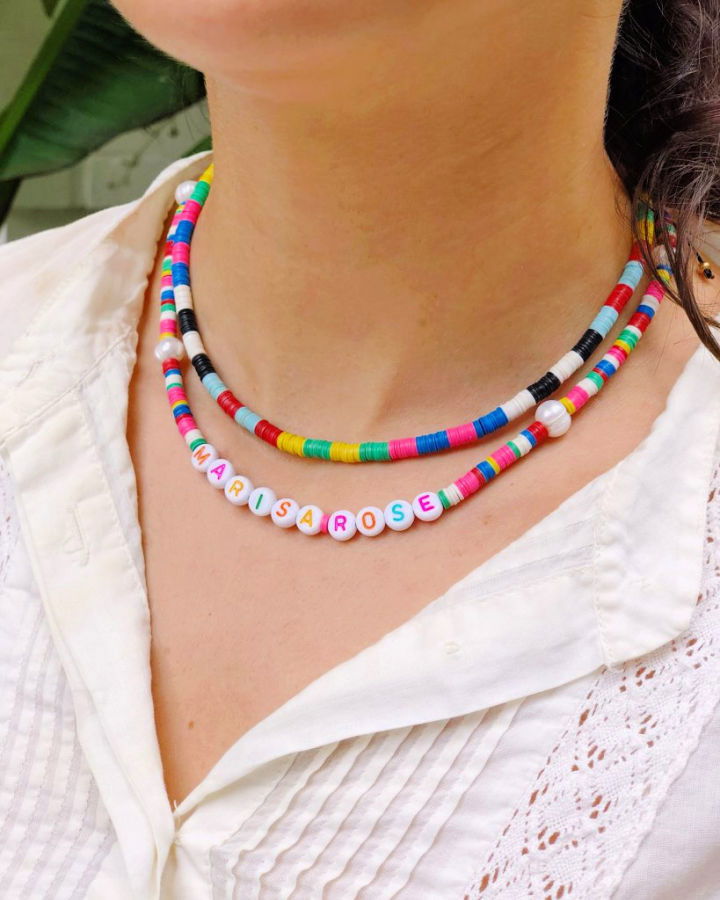 DIY Color Blocked Disk Beaded Necklaces