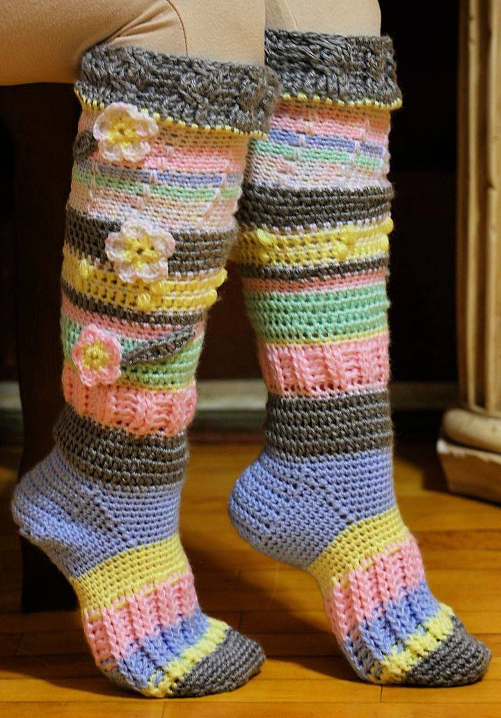 Easy Crochet Long Socks Pattern
