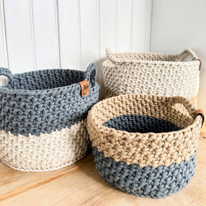Crochet Two Toned Nesting Baskets Patterns