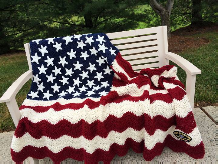 Crochet Wavy American Flag Afghan Pattern