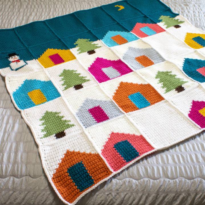 Crochet Winter Village Afghan Pattern With Pictures