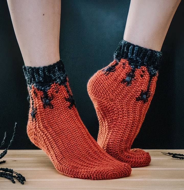 Crochet Wool Creepy Crawly Spider Sock Pattern