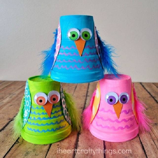 Cute and Colorful Styrofoam Cup Owl Craft