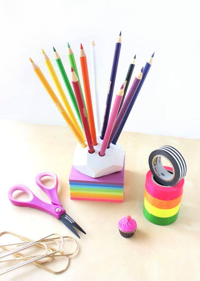 DIY Air Dry Clay Colored Pencil Holder