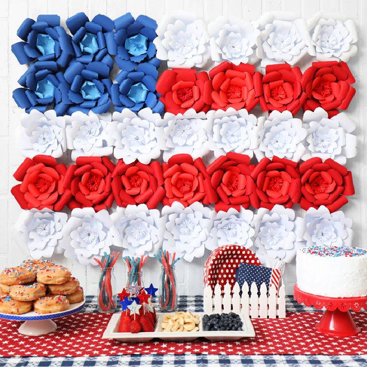 DIY American Flag Out off Giant Paper Flower