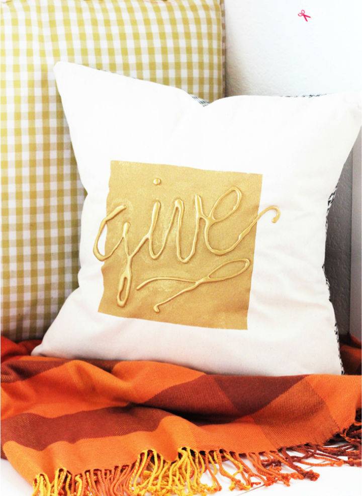 DIY Hot Glue Embellished Throw Pillow