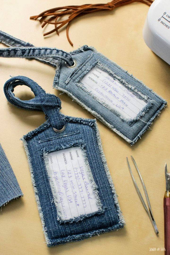 DIY Luggage Tags Made From Jeans