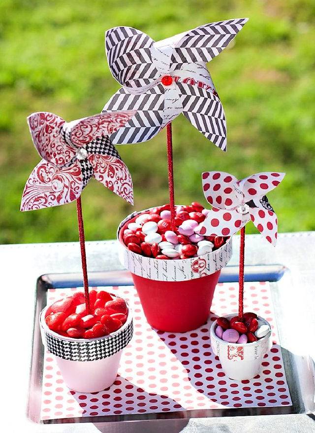 DIY Paper Pinwheels and Candy Centerpiece
