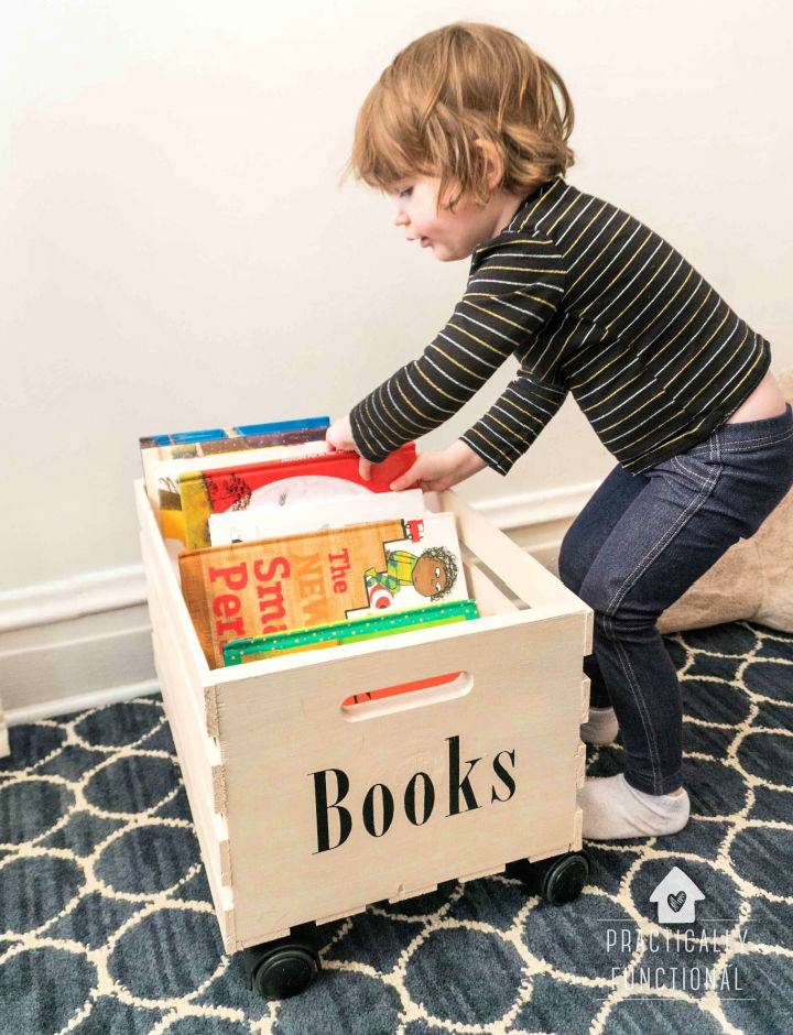 DIY Rolling Crate for Book Storage