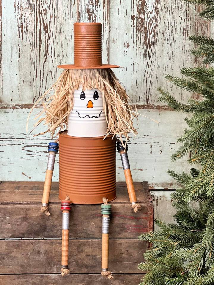 DIY Scarecrow Using Recycled Cans