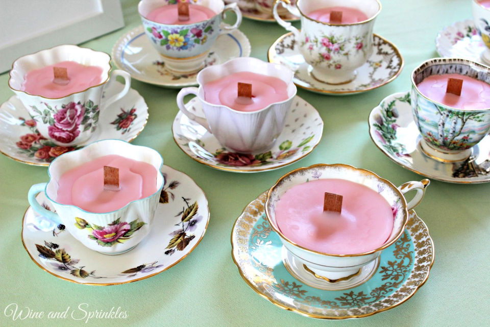 DIY Wood Wick Teacup Candles