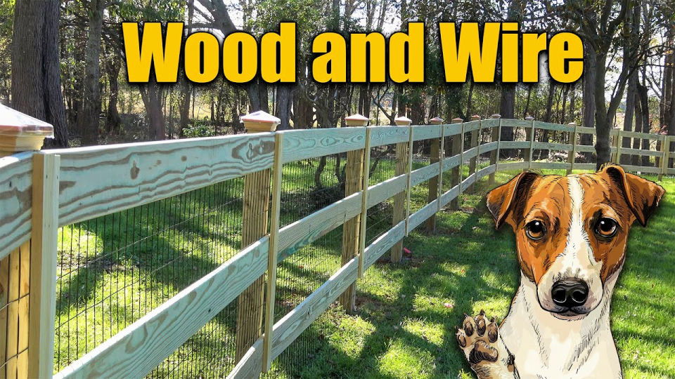 Handmade Wood and Wire Dog Fence