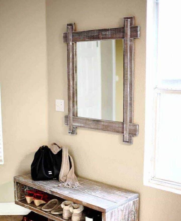 DIY Wooden Mirror Frame for Entryway
