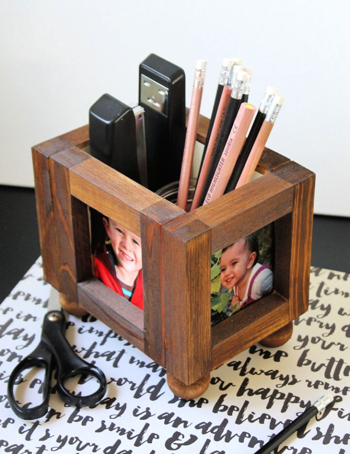 DIY Wooden Picture Frame Desktop Organizer