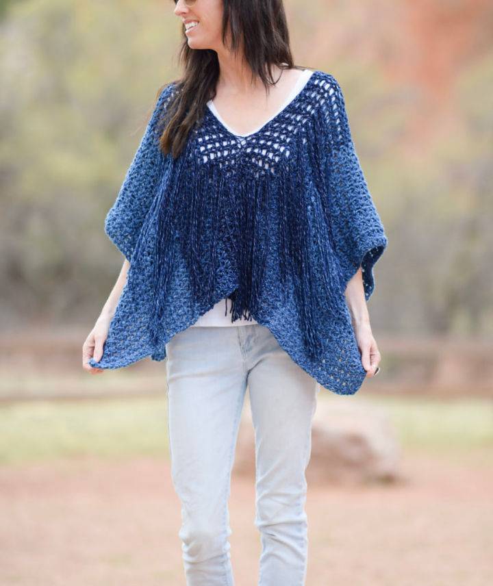 Easy Crochet Azul V Mesh Poncho Pattern