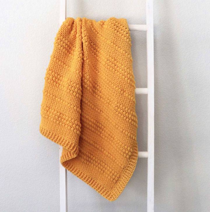 Easy Crochet Gold Puffs Baby Blanket Pattern
