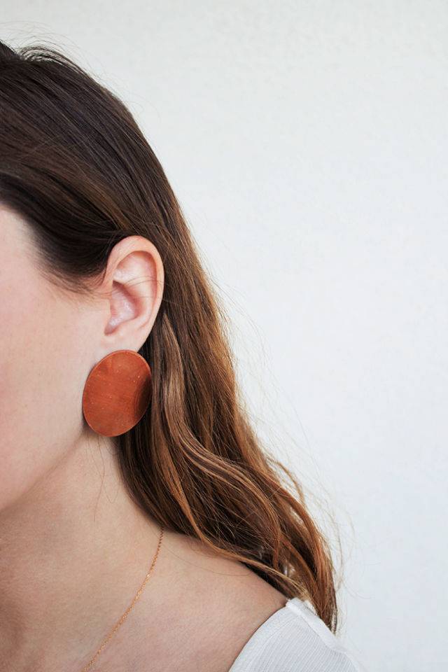 Easy DIY Copper Circle Stud Earrings
