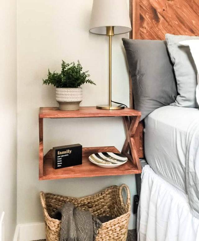 Floating Bedside Table With X-Style Sides