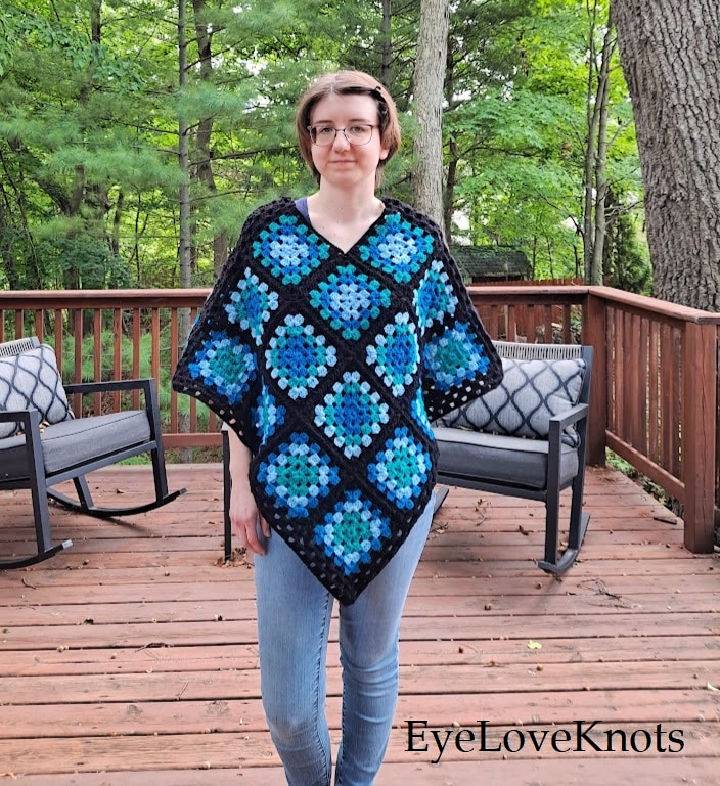 Free Crochet Granny Square Poncho Pattern