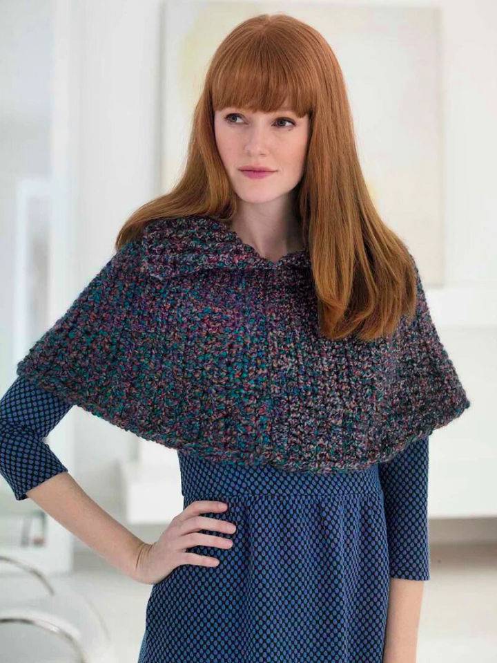 Free Crochet Split Collar Capelet Pattern for Adults